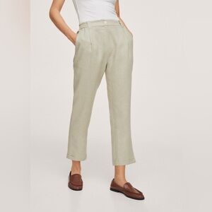 Women's Mango Linen Light Green Pants